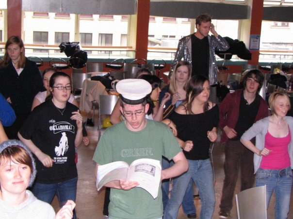 Even during rehearsals, Ben couldn't put down his copy of 'Scouting for Boys'